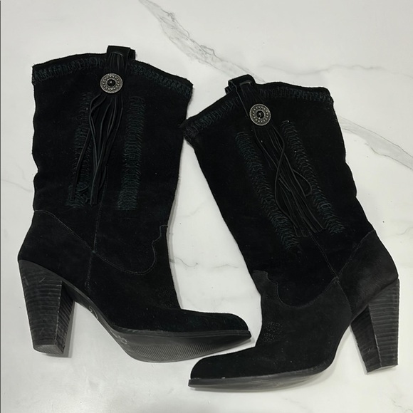 Reba Black Suede Women's Boots - Picture 1 of 7
